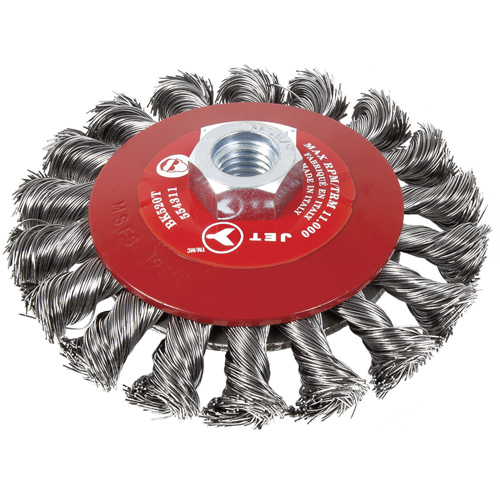 Brosse conique &agrave; fils torsad&eacute;s BK520T, Dia. 5", Arbre 5/8-11 R.M.G. Prévention