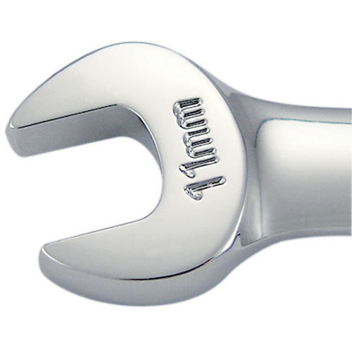 Non-Reversible Long Pattern Ratcheting Combination Wrench, 11 mm, Chrome Finish R.M.G. Prévention