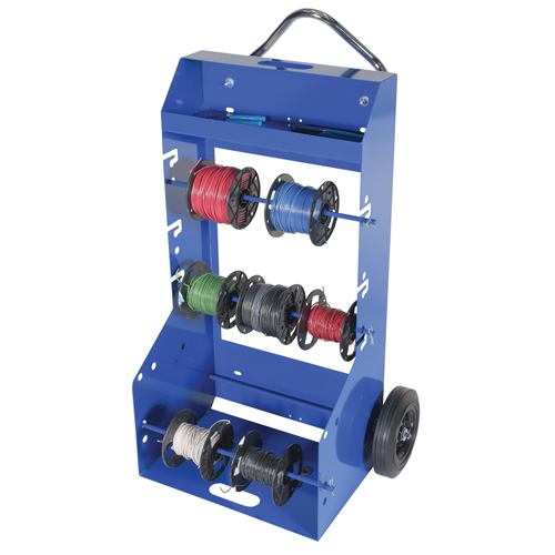 Portable Wire Reel Caddy, Steel, 4 Rod, 29" W x 47-5/16" H x 21-7/8" D, 300 lbs. Capacity R.M.G. Prévention