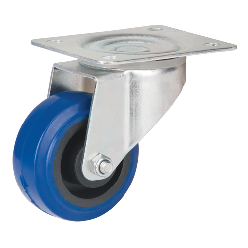 Roulette bleue, Pivotant, 3" (76 mm), Caoutchouc, 285 lb (129 kg) R.M.G. Prévention
