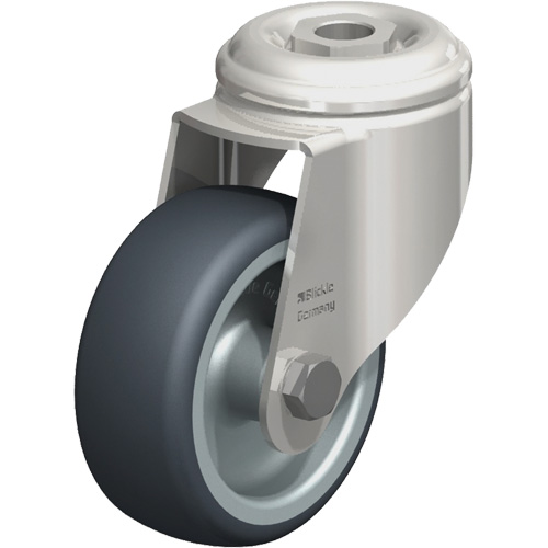 Roulette en &eacute;lastom&egrave;re thermoplastique acier inoxydable, Pivotant, Diam&egrave;tre 3-1/8" (79,5 mm), Capacit&eacute; 220 lb (100 kg) R.M.G. Prévention