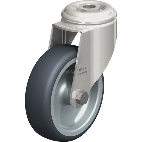 Roulette en &eacute;lastom&egrave;re thermoplastique acier inoxydable, Pivotant, Diam&egrave;tre 4" (102 mm), Capacit&eacute; 240 lb (108 kg) R.M.G. Prévention