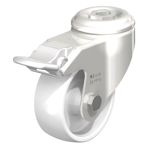 Stainless Steel Nylon Caster, Swivel with Brake, 5" (127 mm) Dia., 265 lbs. (120 kg.) Capacity R.M.G. Prévention