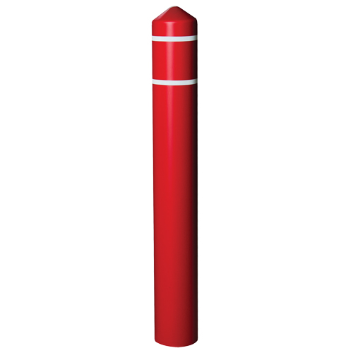 Smooth Bollard Cover With Reflective Stripes, 4" Dia. x 56" L, Red R.M.G. Prévention
