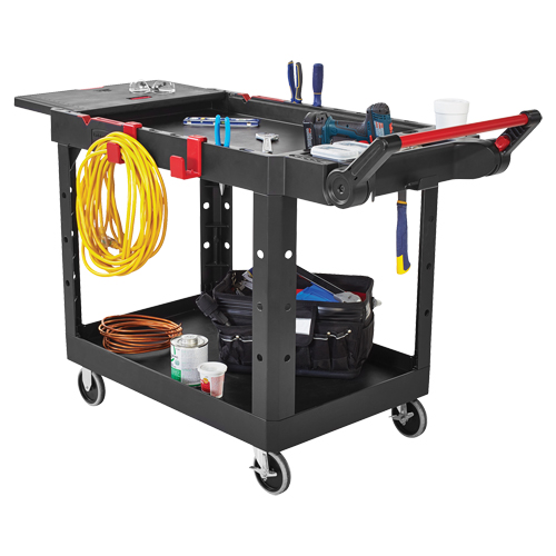 Chariot utilitaire robuste et polyvalent, 2 tiers, 17-3/4" x 36" x 46-1/5", Capacit&eacute; 500 lb R.M.G. Prévention