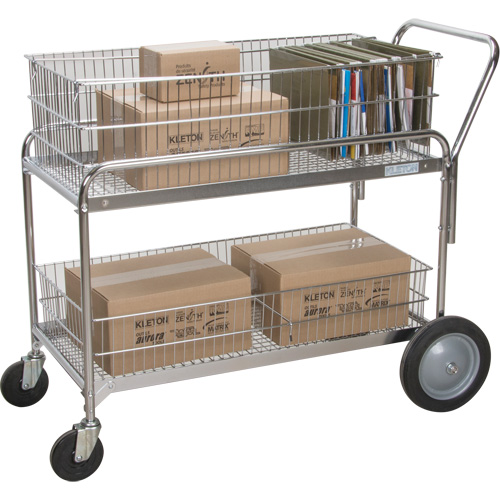 Chariot de bureau en treillis m&eacute;tallique pour le courrier, 250 lb Capacit&eacute;, Chrome, 23" p x 42" la x 38" h, Chrom&eacute; R.M.G. Prévention