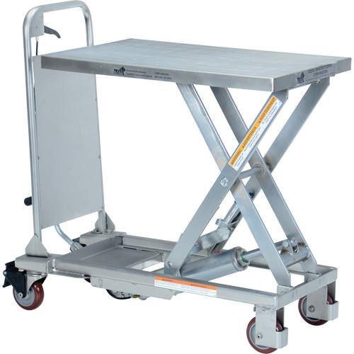 Manual Hydraulic Scissor Lift Table, 27-1/2" L x 17-5/8" W, Partial Stainless Steel, 400 lbs. Capacity R.M.G. Prévention