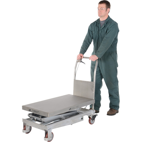 Manual Hydraulic Scissor Lift Table, 35-1/2" L x 20" W, Partial Stainless Steel, 800 lbs. Capacity R.M.G. Prévention