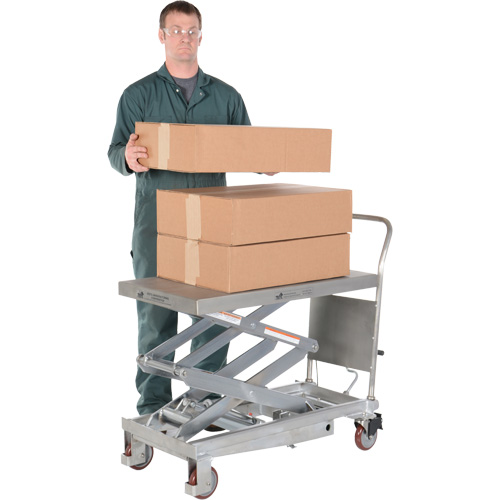 Manual Hydraulic Scissor Lift Table, 35-1/2" L x 20" W, Partial Stainless Steel, 800 lbs. Capacity R.M.G. Prévention