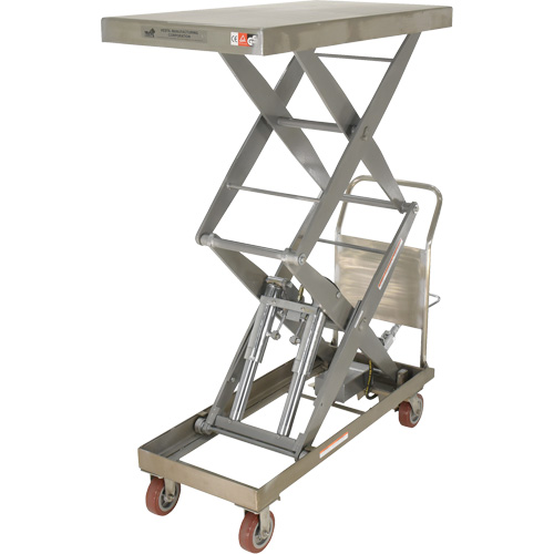 Manual Hydraulic Scissor Lift Table, 47-1/2" L x 24" W, Partial Stainless Steel, 1500 lbs. Capacity R.M.G. Prévention