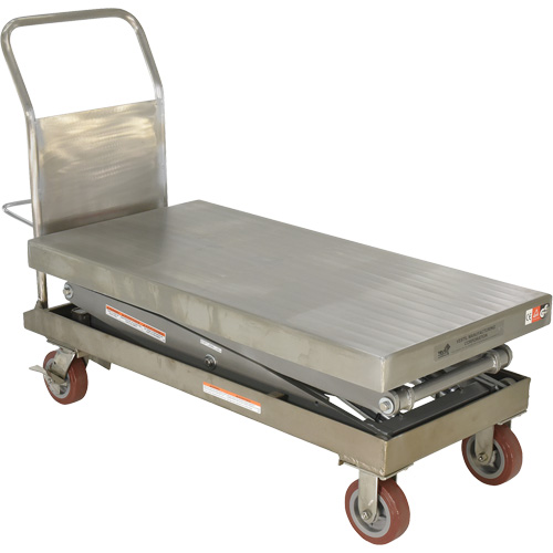 Manual Hydraulic Scissor Lift Table, 47-1/2" L x 24" W, Partial Stainless Steel, 1500 lbs. Capacity R.M.G. Prévention