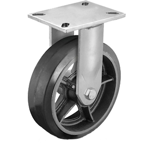 Heavy-Duty Plate Caster, Swivel, 6" (152.4 mm), Rubber, 450 lbs. (204 kg.) R.M.G. Prévention