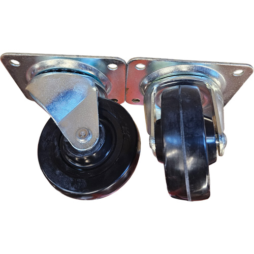 Plate Caster, Swivel, 4" (101.6 mm), Rubber, 225 lbs. (102 kg.) R.M.G. Prévention