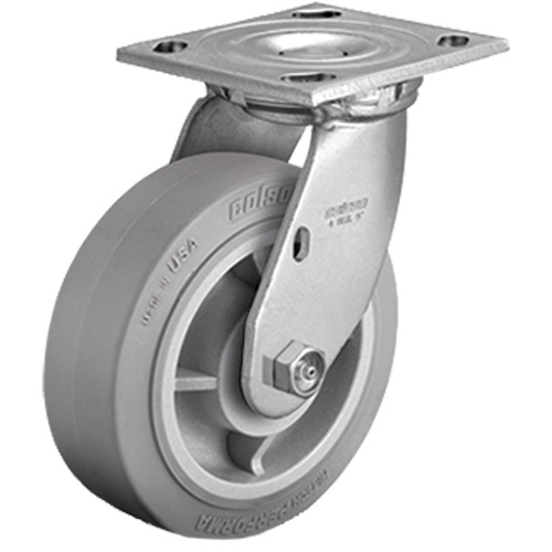 Plate Caster, Swivel, 4" (101.6 mm), Rubber, 225 lbs. (102 kg.) R.M.G. Prévention
