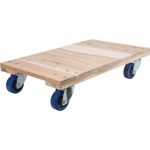 Medium-Duty Solid Wood Dollies, Polyolefin Wheels, 900 lbs. Capacity, 18" W x 30" D x 7" H R.M.G. Prévention