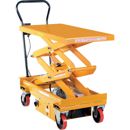 DC Powered Hydraulic Scissor Lift Elevating Cart, Steel, 39-3/4" L x 20-1/2" W, 1000 lbs. Capacity R.M.G. Prévention