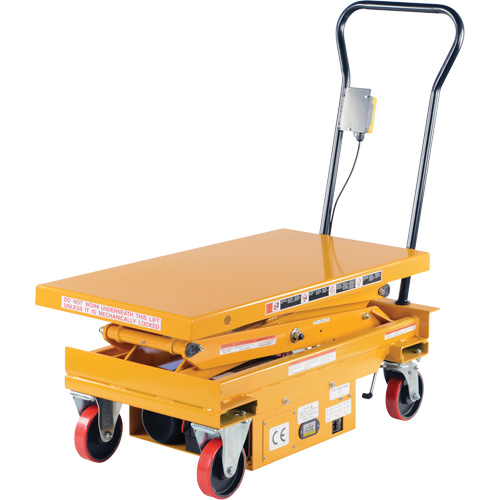 DC Powered Hydraulic Scissor Lift Elevating Cart, Steel, 39-3/4" L x 20-1/2" W, 1000 lbs. Capacity R.M.G. Prévention