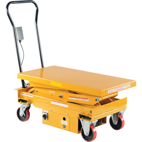 DC Powered Hydraulic Scissor Lift Elevating Cart, Steel, 39-3/4" L x 20-1/2" W, 1000 lbs. Capacity R.M.G. Prévention