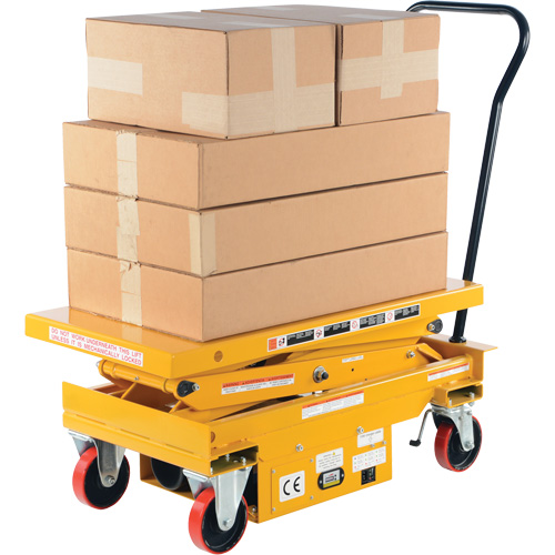 DC Powered Hydraulic Scissor Lift Elevating Cart, Steel, 39-3/4" L x 20-1/2" W, 1000 lbs. Capacity R.M.G. Prévention