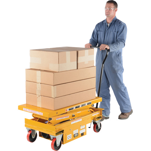 DC Powered Hydraulic Scissor Lift Elevating Cart, Steel, 39-3/4" L x 20-1/2" W, 1000 lbs. Capacity R.M.G. Prévention