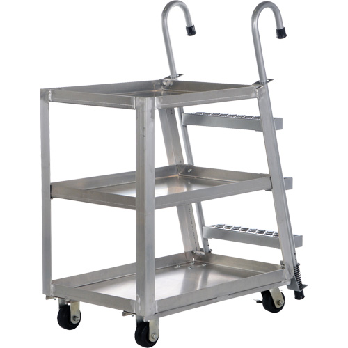 Chariot de pr&eacute;l&egrave;vement de stock, Aluminium, 21-7/8" la x 40" p, 3 tablettes, Capacit&eacute; 660 lb R.M.G. Prévention
