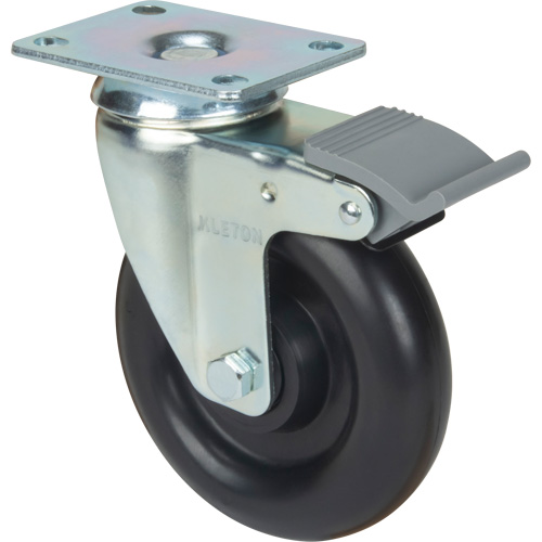 Caster, Swivel with Brake, 5" (127 mm), Polyolefin, 250 lbs. (113.4 kg) R.M.G. Prévention