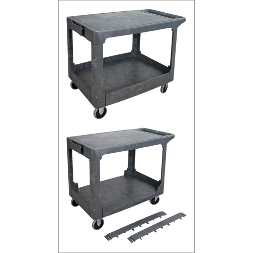 Chariot utilitaire pour l'entretien avec tablette plate, 2 tiers, 25-1/4" x 32-1/4" x 44", Capacit&eacute; 550 lb R.M.G. Prévention