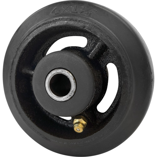 Roue en caoutchouc moul&eacute;, 4" (102 mm) dia. x 1-1/2" (38 mm) la, Capacit&eacute; de 350 lb (158 kg) R.M.G. Prévention