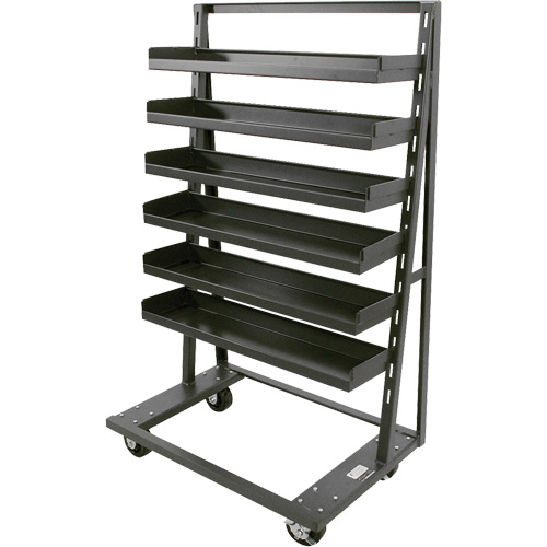 Single-Sided Heavy Duty A-Frame Cart with 6 Lipped Trays, 38" x 25" x 63", 2500 lbs. Capacity R.M.G. Prévention
