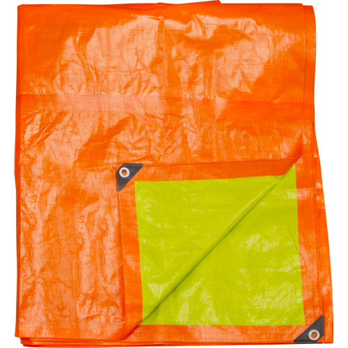 B&acirc;che tiss&eacute;e robuste haute visibilit&eacute;, Poly&eacute;thyl&egrave;ne, Vert/Orange, 16' x 20' x 12 mils R.M.G. Prévention