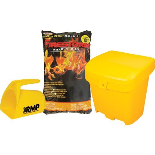 Firestorm Intense Ice Melter Kit with 56 Bags, Bag, 44 lbs. (20 kg), -32°C (-25°F) Melting Point R.M.G. Prévention