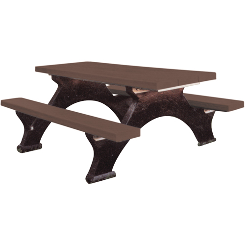 Recycled Plastic Picnic Tables, 8' L x 62-1/4" W, Brown R.M.G. Prévention