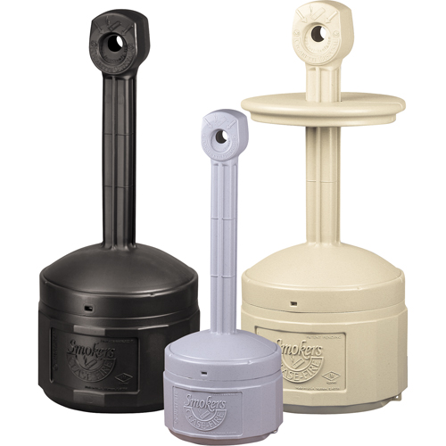 Smokers Cease-Fire&reg; Cigarette Butt Receptacle, Free-Standing, Plastic, 1 US gal. Capacity, 30" Height R.M.G. Prévention