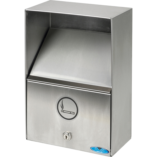 Smoking Receptacles, Wall-Mount, Stainless Steel, 3.3 Litres Capacity, 13-1/2" Height R.M.G. Prévention
