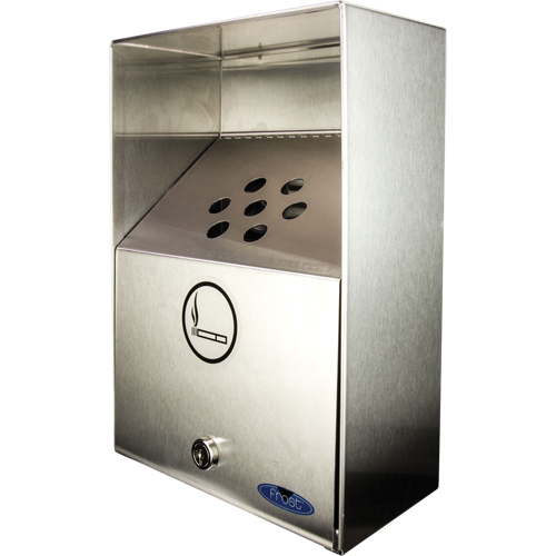 Smoking Receptacles, Wall-Mount, Stainless Steel, 3.3 Litres Capacity, 13-1/2" Height R.M.G. Prévention