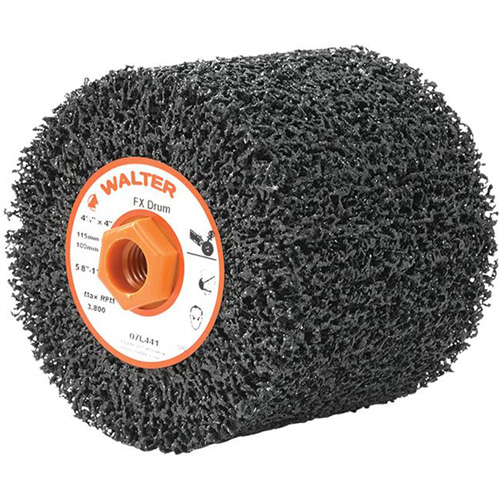 FX Reversible Drum, 4-1/2" Dia., 4" W, 5/8"-11 Arbor, Coarse Grit R.M.G. Prévention