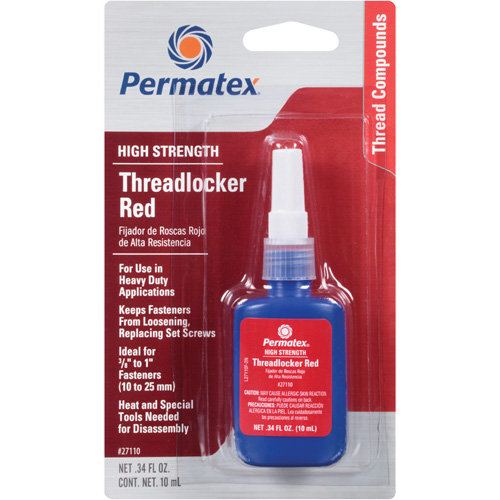Low Viscosity Threadlocker, Red, High, 10 ml, Bottle R.M.G. Prévention