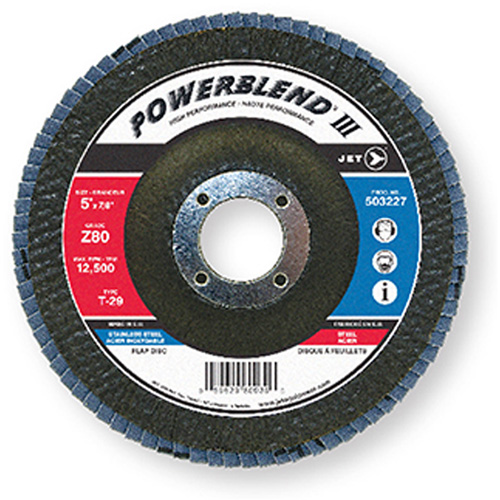 Disque &agrave; lamelles PowerBlend, 7" x 7/8", Type 29, Grain Z120, Alumine de zirconium R.M.G. Prévention