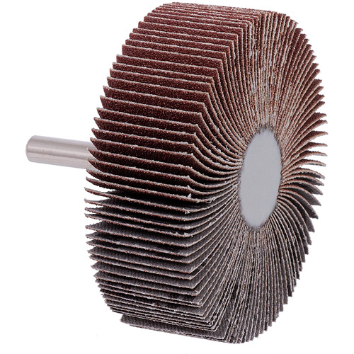 Roue &agrave; lamelles mont&eacute;e sur tige, Grain 60, 3" x 1" x 1/4" R.M.G. Prévention
