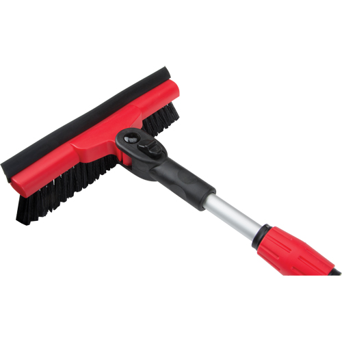 Snow Brush With Pivot Head, Telescopic, Rubber Squeegee Blade, 52" Long, Black/Red R.M.G. Prévention