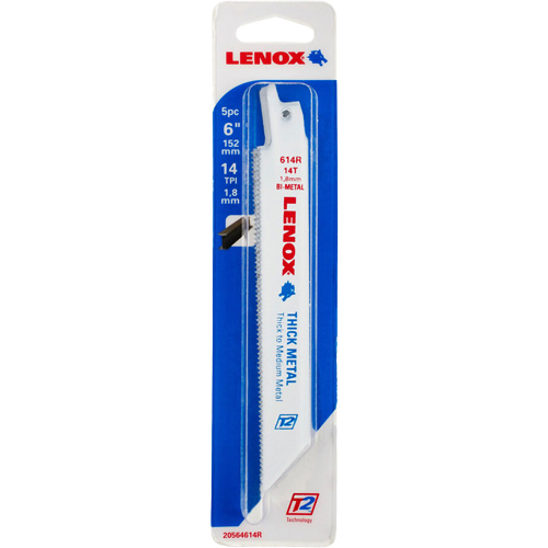 Thick Metal Reciprocating Saw Blade, Bi-Metal, 14 TPI, 6" L x 3/4" W R.M.G. Prévention