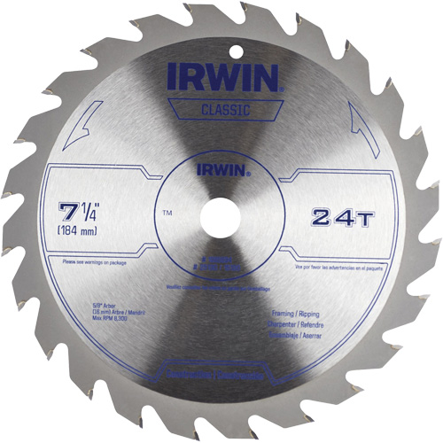 Classic Series Circular Saw Blade, 7-1/4", 24 Teeth, Wood Use R.M.G. Prévention