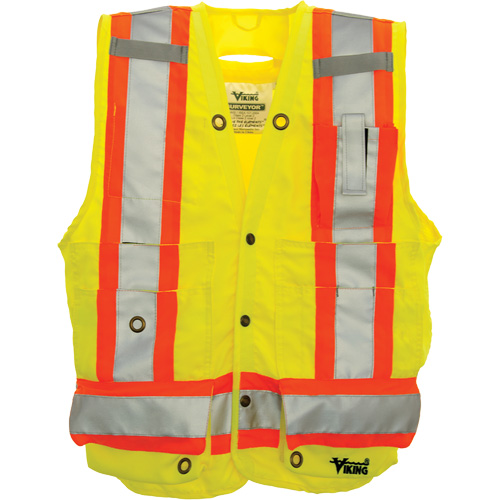 Veste de s&eacute;curit&eacute; pour arpenteur, Jaune lime haute visibilit&eacute;, Grand, Polyester R.M.G. Prévention