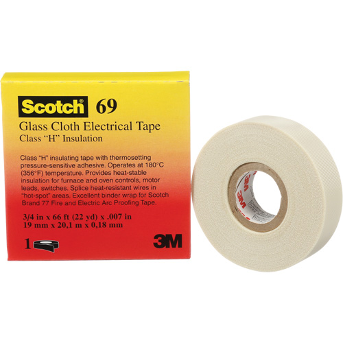 Ruban en tissu de verre Scotch, 19 mm (3/4") la x 20 m (66') lo, 7 mils, Blanc R.M.G. Prévention