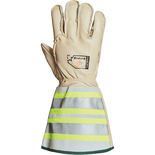 Gants de monteur de lignes pour lhiver avec bandes r&eacute;fl&eacute;chissantes 6" Endura, Moyen, Paume en Cuir de cheval, Doublure en Thinsulate R.M.G. Prévention