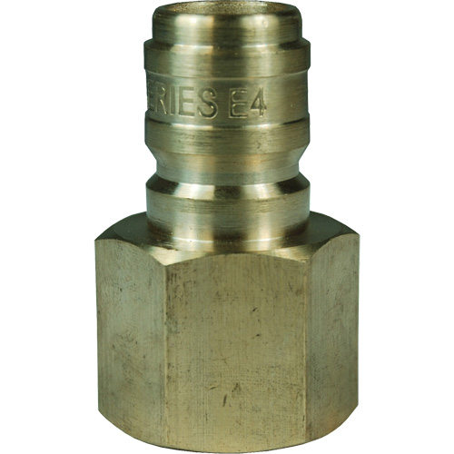 DQC E-Series Straight Through Interchange Plug, Brass, 3/4", Female NPTF, 1700 PSI R.M.G. Prévention