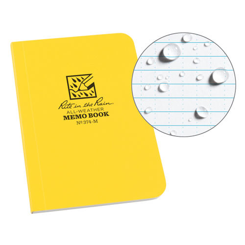 Memo Book, Soft Cover, Yellow, 112 Pages, 3-1/2" W x 5" L R.M.G. Prévention