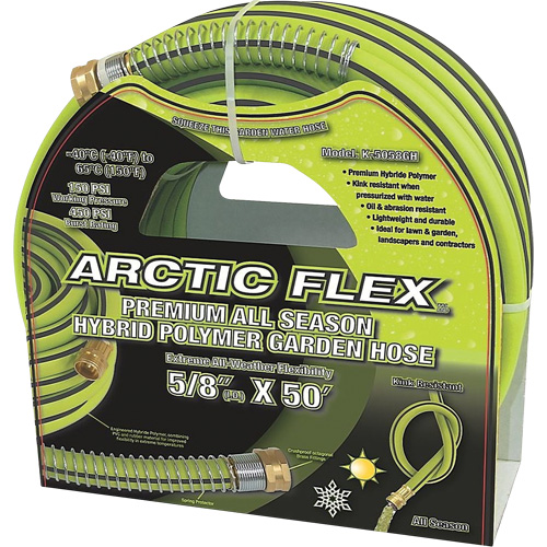 Premium Hybrid Polymer Garden Hose, PVC/Rubber, 5/8" dia. x 50' R.M.G. Prévention