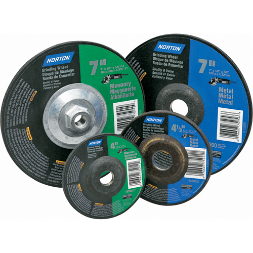 Gemini&reg; Depressed Centre Grinding Wheels, 4" x 1/4", 5/8" Arbor, Aluminum Oxide, Type 27 R.M.G. Prévention