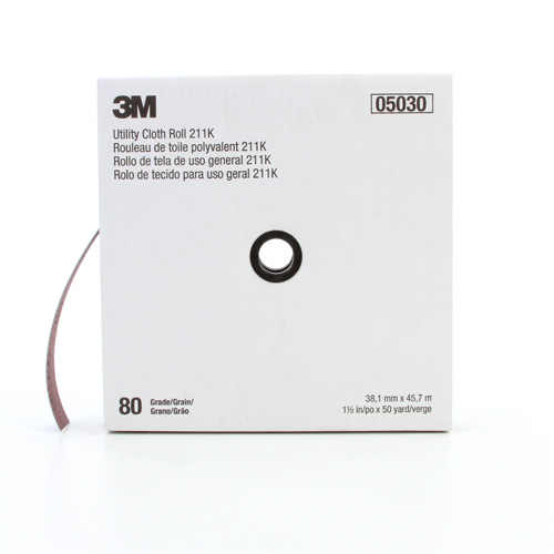 Rouleau de toile abrasive utilitaire 211K, Oxyde d'aluminium, 1-1/2" la x 150' lo, Grain 80 R.M.G. Prévention